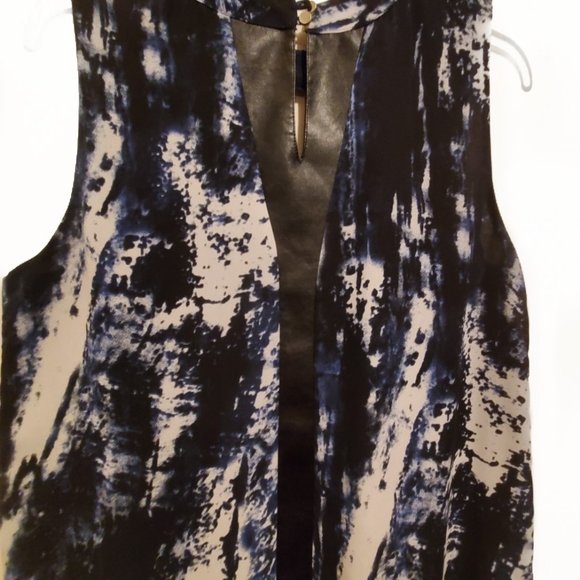 Asher by Fab'rik Heron Mini A-Line Dress With Faux Leather Trim Size Large - Picture 6 of 7